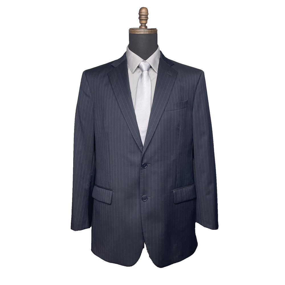 Brooks Brothers 1818 Estrato Togna 42L Wool Navy Pinstripe Blazer Sport Coat